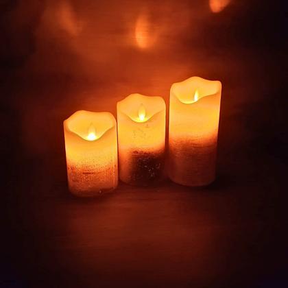 Imagem de Kit 2 Velas Led Pilha Grd Dourada Parafina Chama Oscilante