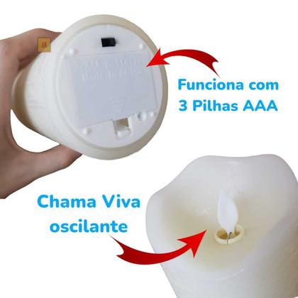 Imagem de Kit 2 Velas Led Pilha Grd Dourada Parafina Chama Oscilante