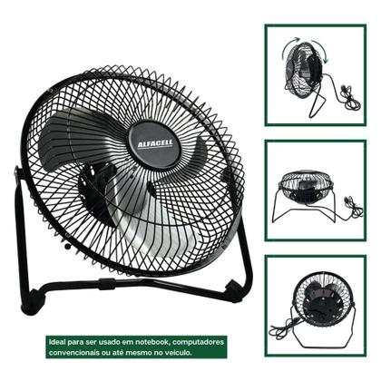 Imagem de Kit 2 Ventiladores De Mesa Com USB Alfacell 4 polegadas