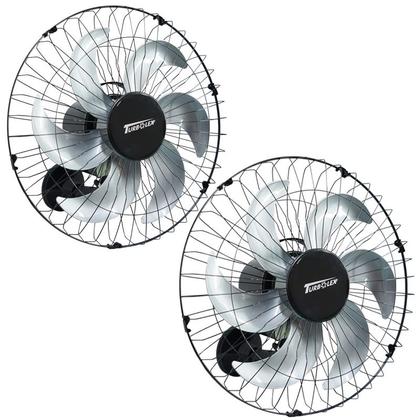 Imagem de Kit 2 Ventiladores Parede 50cm 200W Industrial Turbo Turbão 6 Pás Bivolt 110V 220V Preto Vitalex