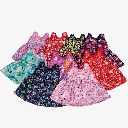 Imagem de Kit 2 Vestido Bebe Regata Calor Verão Menina Simples Tam G SORTIDO