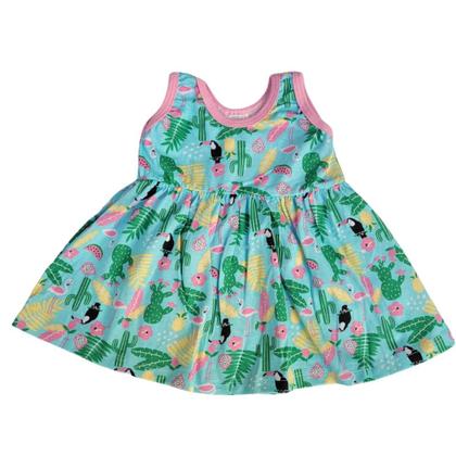 Imagem de Kit 2 Vestido Bebe Regata Calor Verão Menina Simples Tam G SORTIDO
