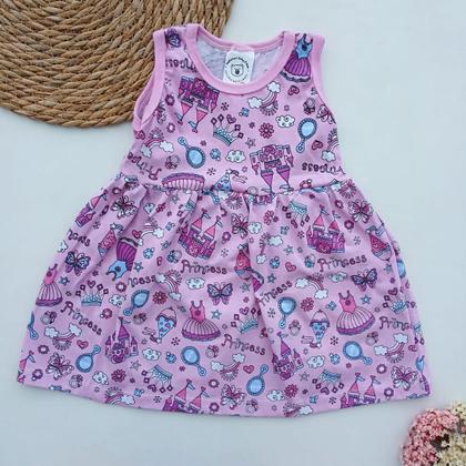 Imagem de Kit 2 Vestido Bebe Regata Calor Verão Menina Simples Tam M SORTIDO