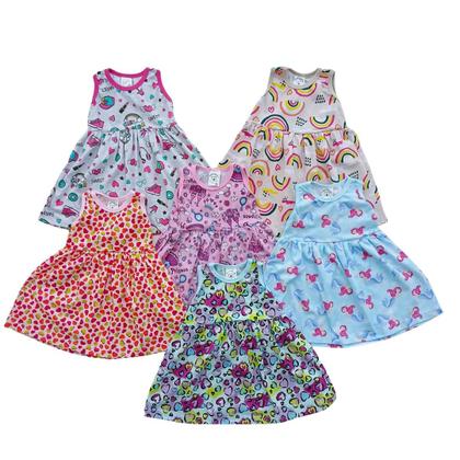 Imagem de Kit 2 Vestido Bebe Regata Calor Verão Menina Simples Tam M SORTIDO