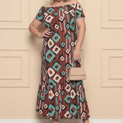 Imagem de Kit 2 Vestido Ciganinha Longo Feminino Plus Size Soltinho