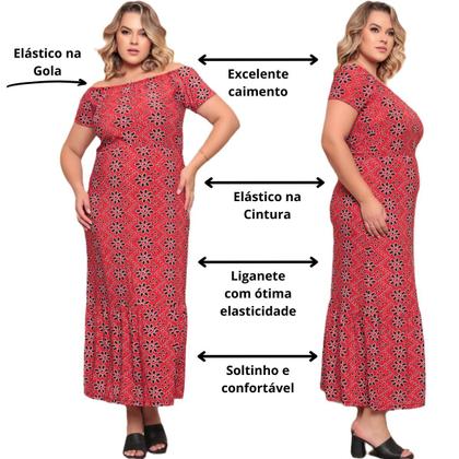 Imagem de Kit 2 Vestido Ciganinha Longo Feminino Plus Size Soltinho