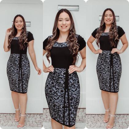 Imagem de Kit 2 Vestidos Feminino Moda Evangélica Midi  Feminino Festas Casamento Civil Madrinha Lançamento Inverno Plus Size