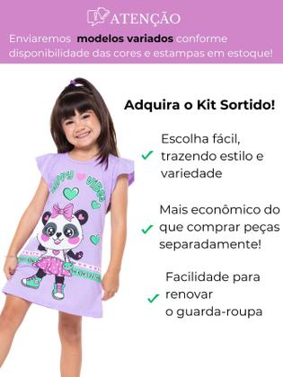 Imagem de Kit 2 Vestidos Infantil Menina Verão Estampados com Mangas Franzidas vestido para meninas verão