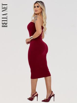 Imagem de KIT 2 Vestidos Midi Colado Sem Alça Anarruga Sem Bojo Lindas Cores