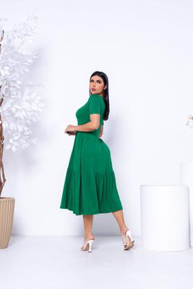 Imagem de Kit 2 Vestidos Três Marias Casual Mídi Liso Feminino Elegante Moda Evangélica