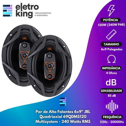 Imagem de Kit 2 Vias Jbl 160w c/ Alto Falante 6x9 e Módulo Amplificador Ts400x4