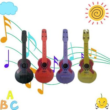 Imagem de Kit 2 Violão de brinquedo Musical Infantil Plastico 4 Cordas Colorida Top violãozinho Brinquedo Violinha