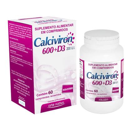 Imagem de Kit 2 Vitamina Calciviron Cálcio 600mg+D3 60 Cpr Arte Nativa