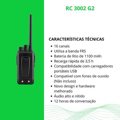 Imagem de Kit 2 Walkie Talkie Intelbras Rc 3002 Longo Alcance 20km Pt