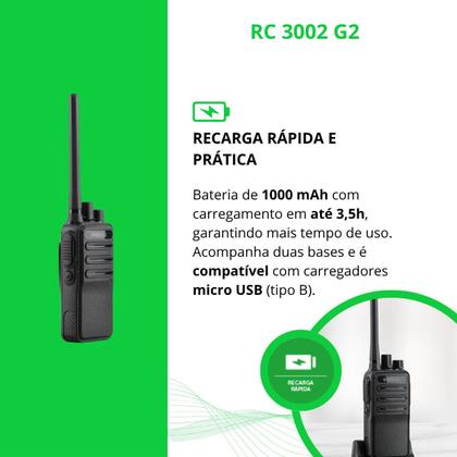 Imagem de Kit 2 Walkie Talkie Intelbras Rc 3002 Longo Alcance 20km Pt