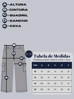 Imagem de Kit 2 Wide Leg Jeans Feminino Infantil Menina Juvenil Calça Cargo