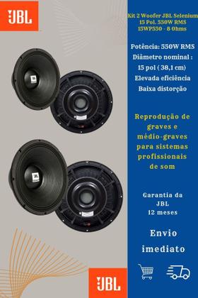 Imagem de Kit 2 Woofer JBL Selenium 15 Pol. 550W RMS 15WP550 - 8 Ohms