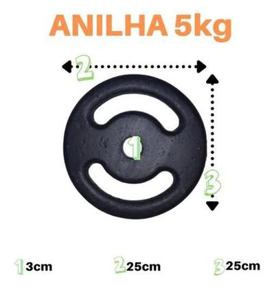 Imagem de Kit 2 X Anilhas Super Premium De 5Kg Ferro Pintada