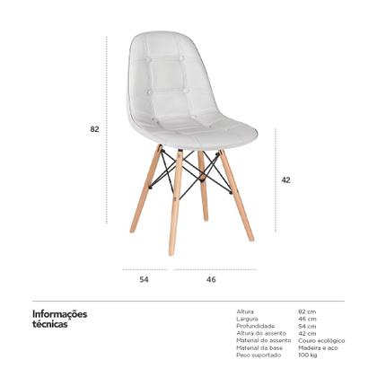 Imagem de KIT - 2 x cadeiras estofadas Eames Eiffel Botonê - Base de madeira clara