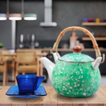 Imagem de Kit 2 Xícara E Pires Cristal Azul 50Ml Plástico