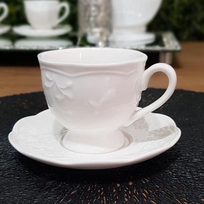 Imagem de Kit 2 Xicaras Com Pires Café Chá Porcelana 100ml New Bone