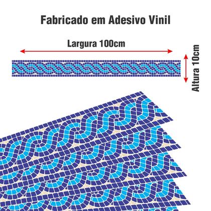 Imagem de Kit 20 Adesivos Piscina Borda Ladrilho Mosaico Entrelaçado Azul 100x10cm
