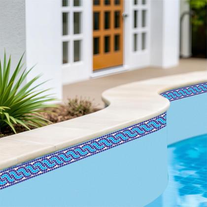 Imagem de Kit 20 Adesivos Piscina Borda Ladrilho Mosaico Entrelaçado Azul 100x10cm