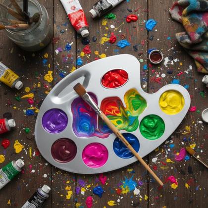 Imagem de Kit 20 Bandejas De Aluminio Paleta Godê 10 Cavidades Para Pinturas Tinta Aquarela Escolar Artesanato