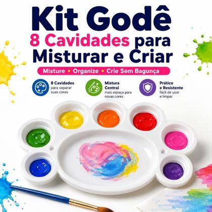 Imagem de Kit 20 Bandejas De Plastico Paleta Godê 8 Cavidades Para Pinturas Tinta Aquarela Escolar Artesanato