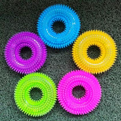 Imagem de Kit 20 Brinquedo para Cachorro Mordedor Argola de Borracha Pet Cães com Apito