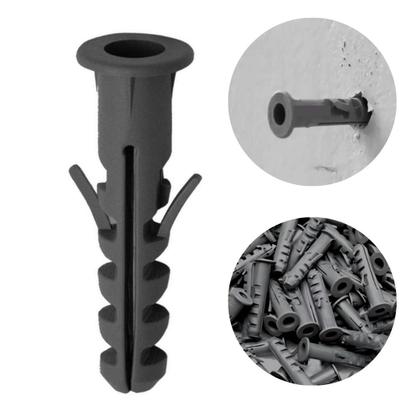 Imagem de Kit 20 Bucha 6mm Plastico Com Anel Fixação Prateleiras Moveis Armários Suporte Para Parede Concreto