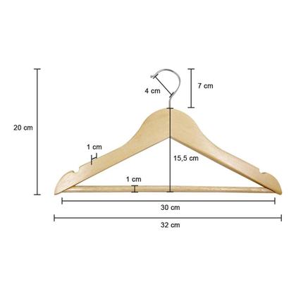 Imagem de Kit 20 Cabide De Madeira Marfim Com Verniz Infantil