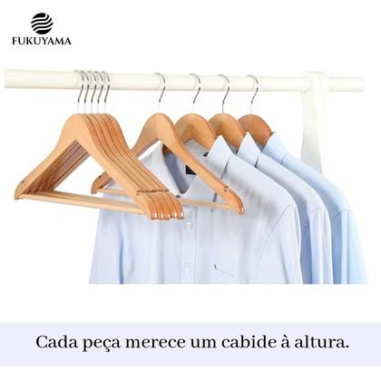 Imagem de Kit 20 Cabide De Madeira Marfim Organizador Closet Fukuyama