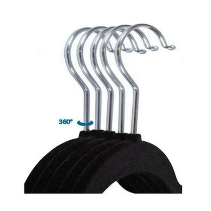 Imagem de Kit 20 Cabides De Veludo Preto Slim Antideslizante Ultrafino Para Roupa