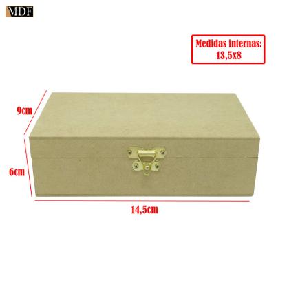 Imagem de Kit 20 Caixa Retangular Dobradiça e Fecho 14,5x9x6 Mdf Madeira