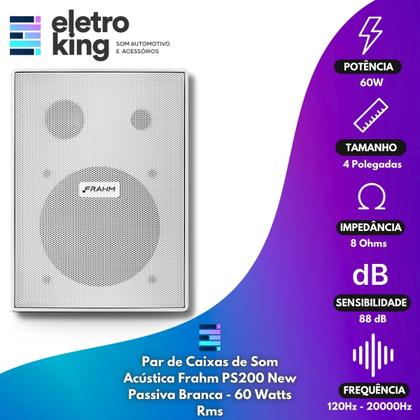 Imagem de Kit 20 Caixa Som Acustico Ps200 New Branca Passiva 60w Frahm