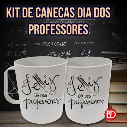 Imagem de Kit 20 canecas feliz dia dos professores de plástico branca 400 ml