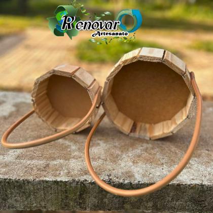 Imagem de Kit 20 Cestas de Madeira Fraldeira Redonda com Alça de Vime 10unidade 18cm + 10unidades 14cm Porta-Objetos Presente