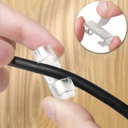 Imagem de Kit 20 Clips Organizador Fixador Adesivo De Cabo Fios Parede