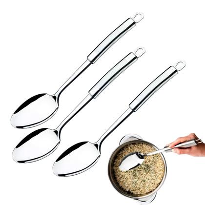 Imagem de Kit 20 Colher de Arroz Aço Inoxidável Grande Luxo Utensílios para Cozinha Prime Multiuso