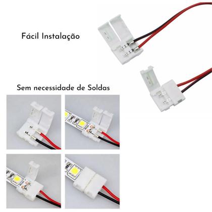 Kit 20 Conector Para Fita Led 3528 5050 Extensão 2Vias Fêmea - Efl Imagem de Kit 20 Conector Para Fita Led 3528 5050 Extensão 2Vias Fêmea