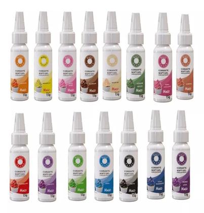 Kit 20 Corante Alimentício Soft Gel Mago 15ml Confeitaria Imagem de Kit 20 Corante Alimentício Soft Gel Mago 15ml Confeitaria