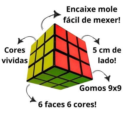 Imagem de Kit 20 Cubo Mágico 3x3x3 Mini 5cm Atacado Clássico Lembrancinha Festa Aniversário Brinquedo Infantil