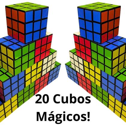 Imagem de Kit 20 Cubo Mágico 3x3x3 Mini 5cm Atacado Clássico Lembrancinha Festa Aniversário Brinquedo Infantil
