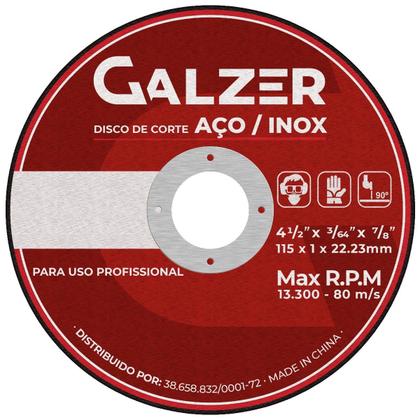 Imagem de Kit 20 Disco de corte fino Aço/Inox 4.1/2 - Galzer