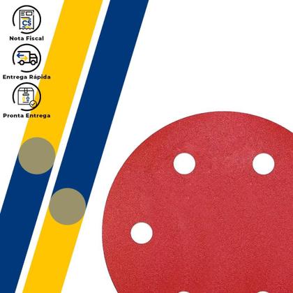 Imagem de Kit 20 Discos de Lixa 225mm com tiras autocolantes 6 Furos 180 Para Lixadeira Menegotti Hessen
