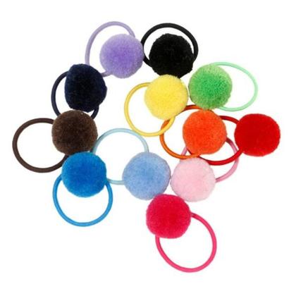 Imagem de Kit 20 Elásticos para cabelo pompom colorida Infantil