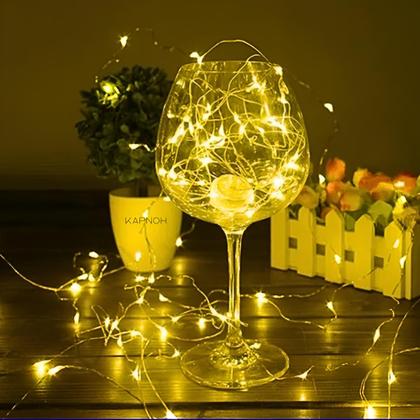 Imagem de Kit 20 Fio de Fada 30 Leds 3 Metros Cordão Luz Amarela Festa