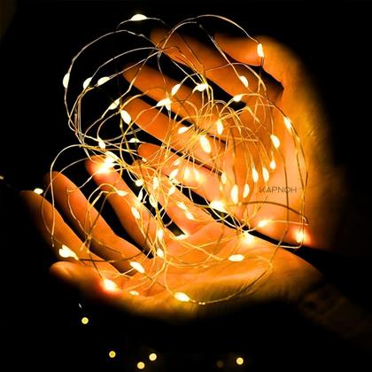 Imagem de Kit 20 Fio de Fada 30 Leds 3 Metros Cordão Luz Amarela Festa