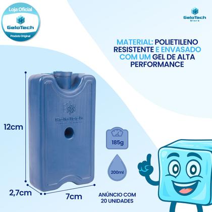 Imagem de Kit 20 Gelo Placa Gel Artificial Reutilizável Rígido 200ml